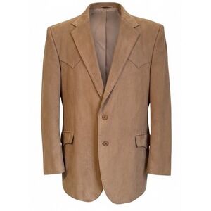 Circle S Blazer Mens Sz 48R Faux Suede Polyester Western Jacket Sport Coat Brown
